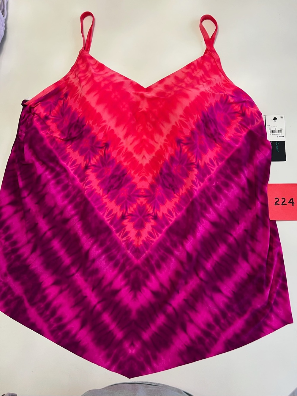 Aqua Green Pink & Magenta Tie-Dye V-Neck Cami